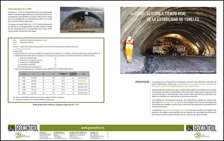 Programa para la gestión de medidas de convergencia mecánicas, ópticas y de nivelación en túneles