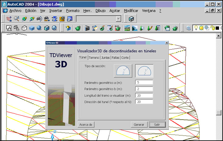 TDViewer. Visualizador en un modelo tridimensional de la disposición de discontinuidades (juntas y fallas) sobre un modelo de excavación de túnel